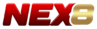 nex8 logo – bold red and gold 3d branding